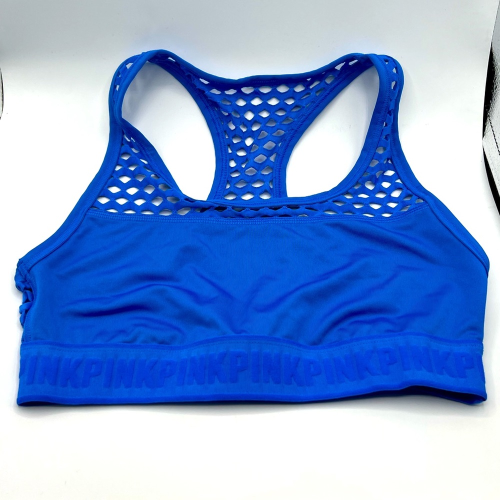 PINK Victorias Secret Ultimate Mesh Gum Racerback Blue Sports Bra Small